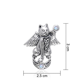Celtic Cat Angel Moon Pendant TPD342 - Jewelry